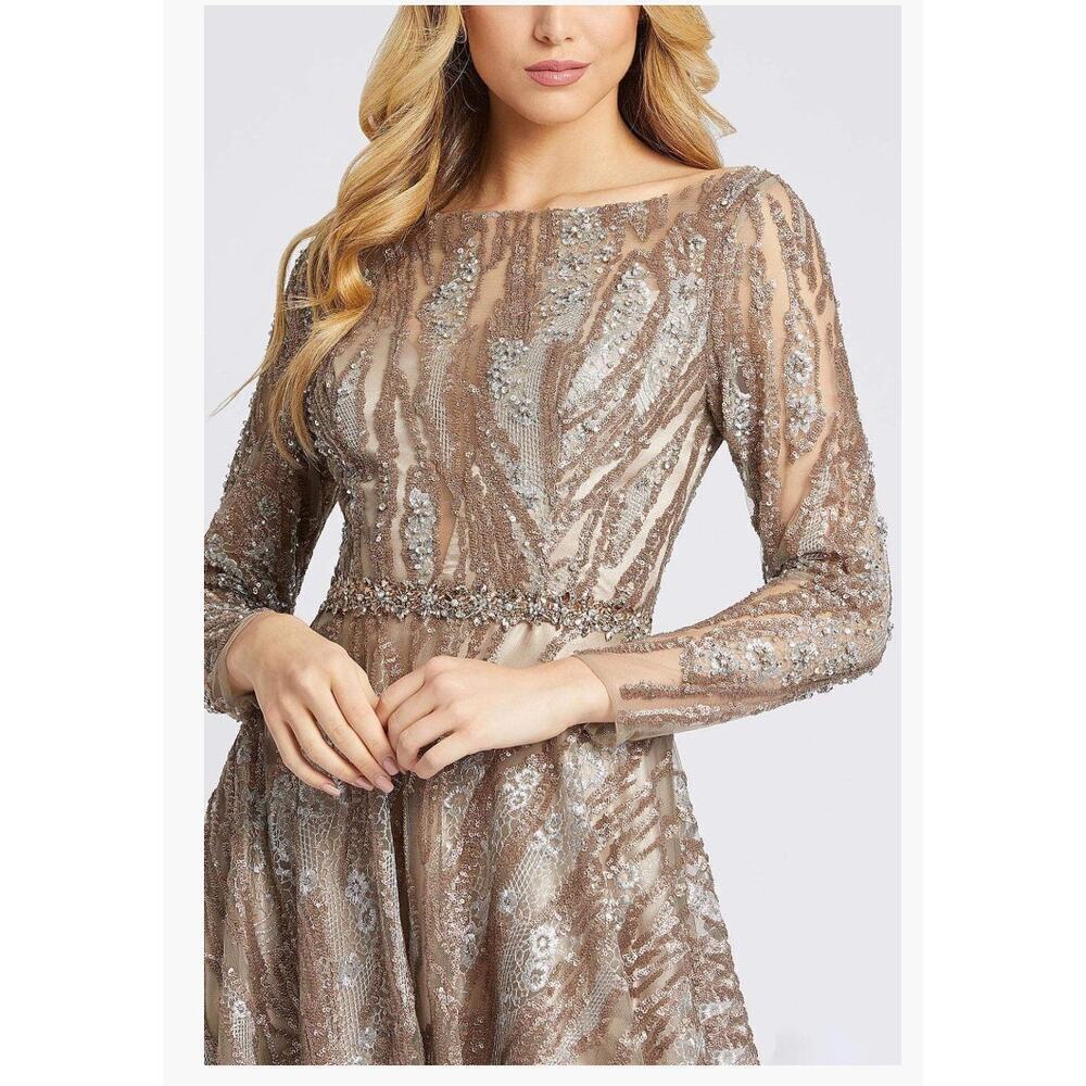 Mac Duggal Embellished Long Sleeve Sequin Lace Gown Dress Size 8 NWT - Picture 4 of 12